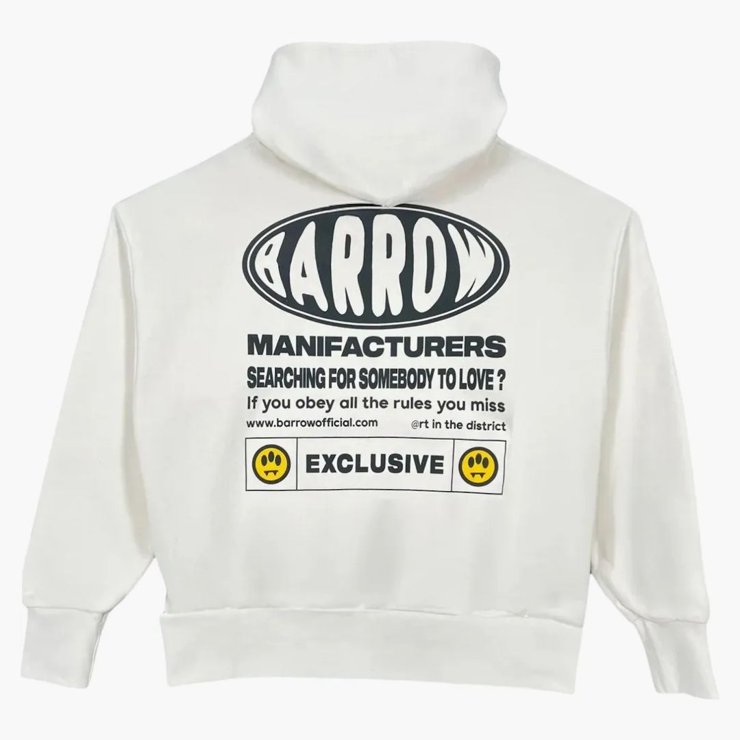 Barrow Logo Print Hoodie Cream