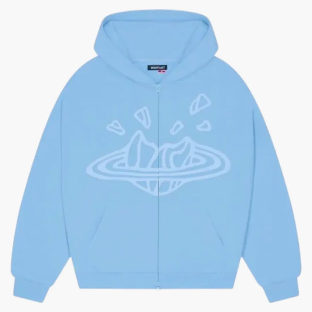 Broken Planet Market Sky Blue Zip Up Hoodie Sky Blue