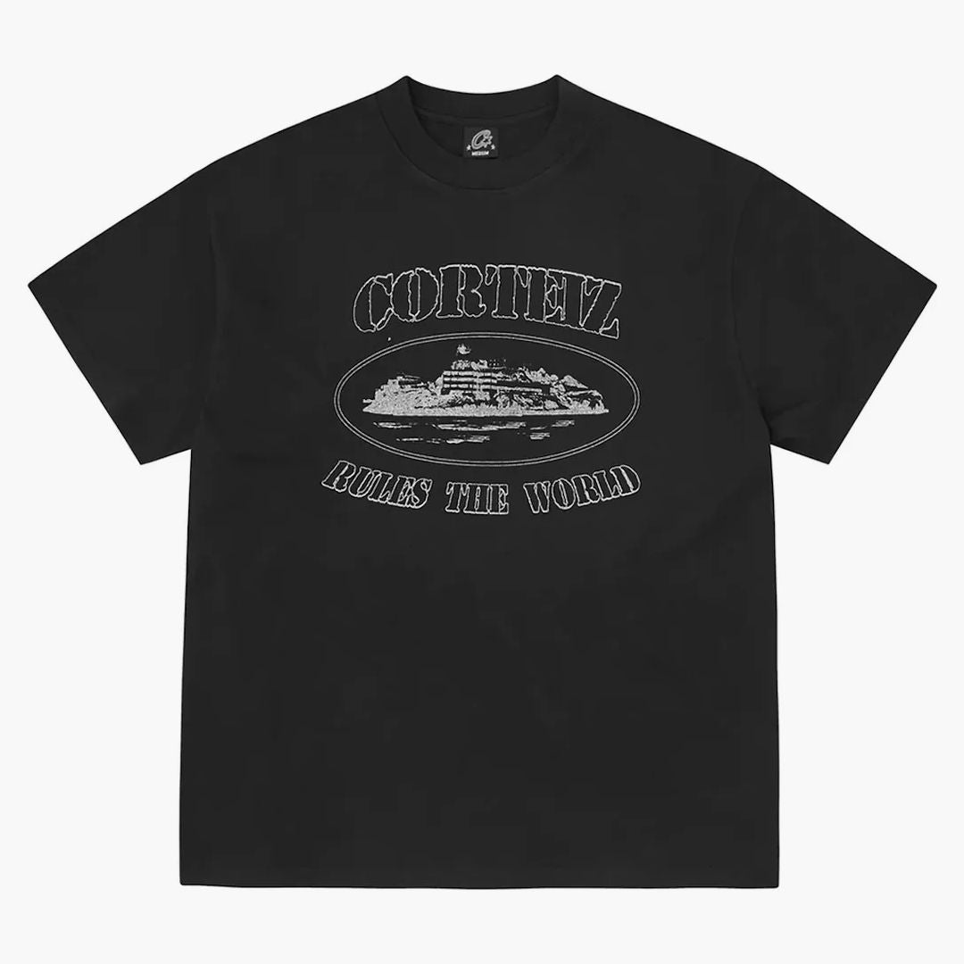Corteiz Reflective Alcatraz Tee Triple Black