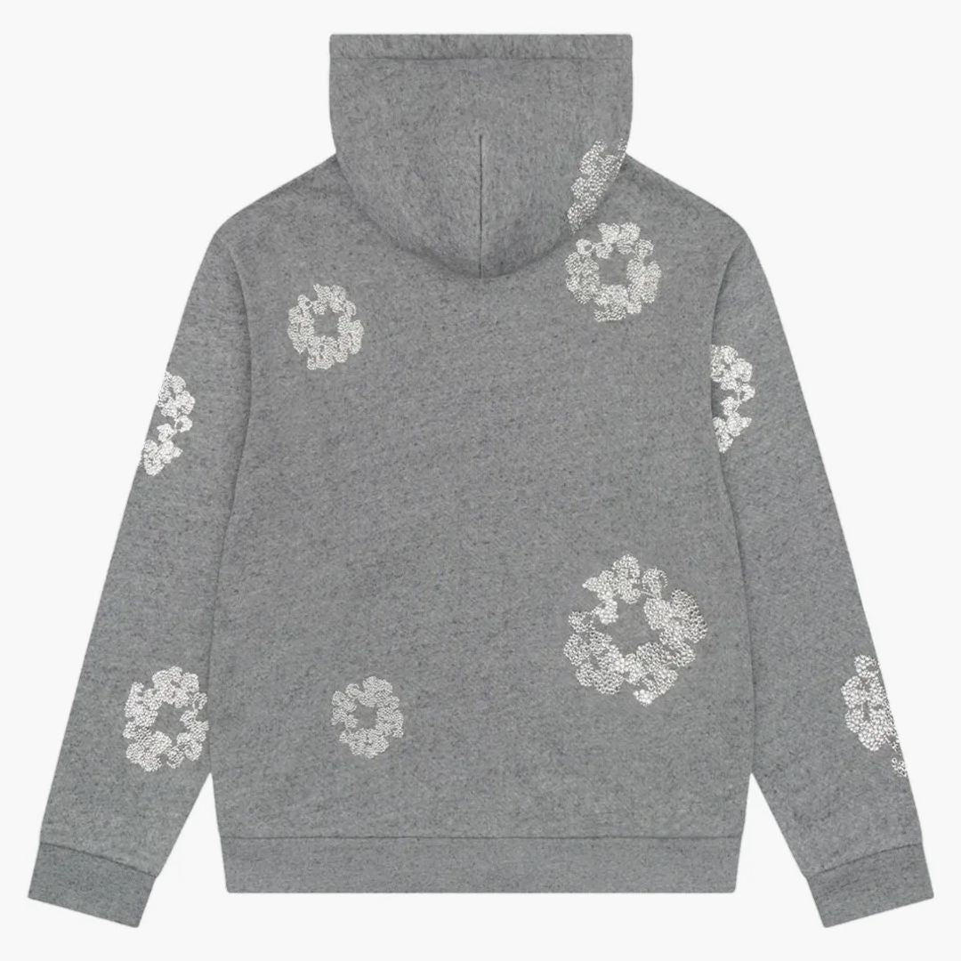 Denim Tears Cashmere Swarovski Cotton Wreath Zip Hoodie Grey