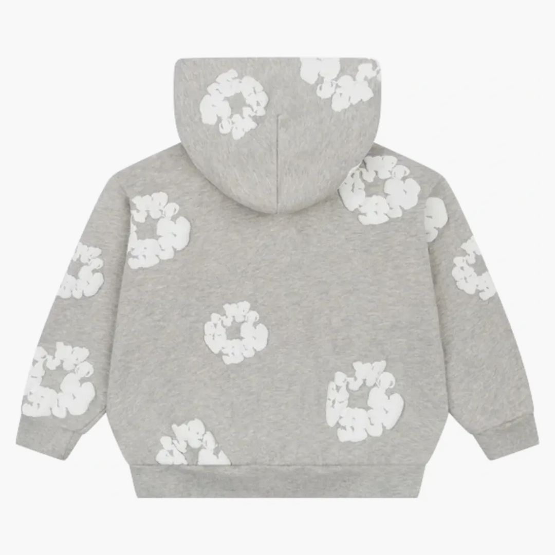 Denim Tears Kids Cotton Wreath Zip Hoodie Grey