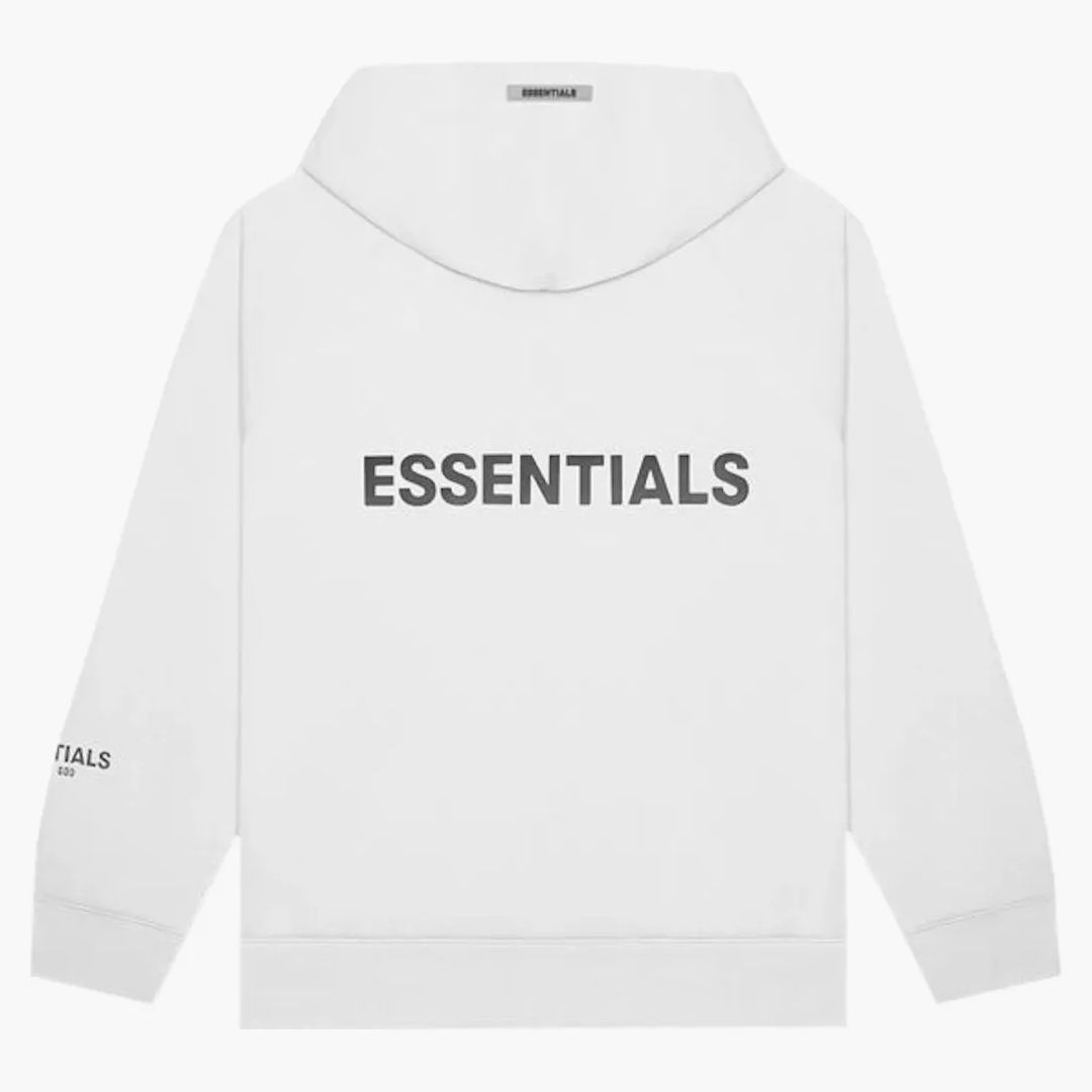 Fear Of God Essentials 3d Silicon Applique Full Zip Up Hoodie White