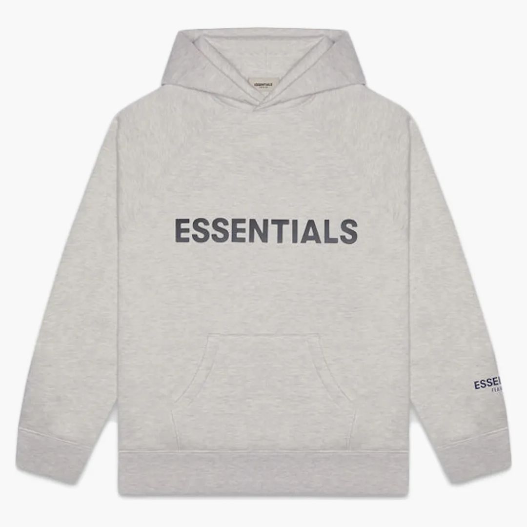 Fear Of God Essentials 3d Silicon Applique Pullover Hoodie Heather Oatmeal