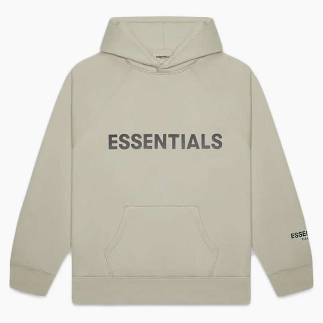 Fear Of God Essentials 3d Silicon Applique Pullover Hoodie Moss