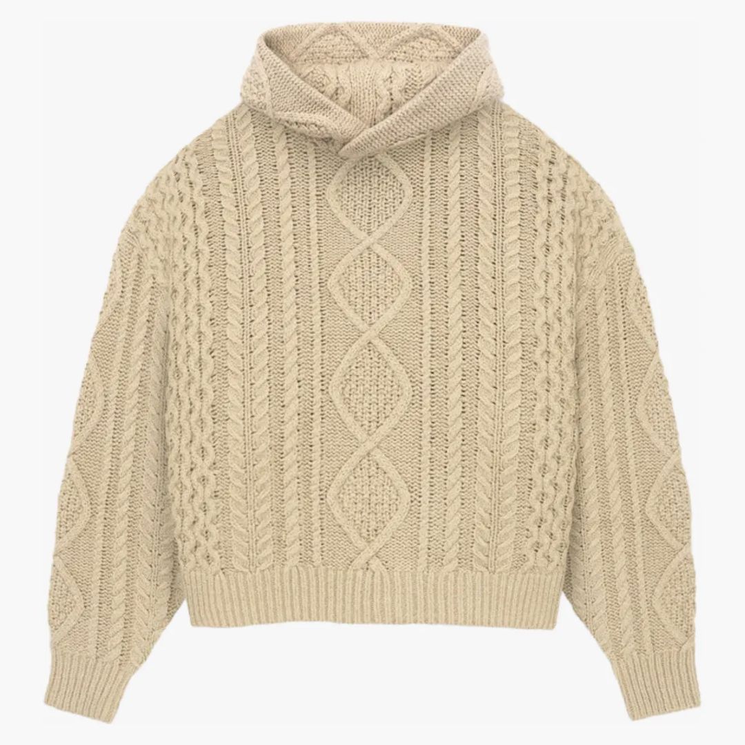 Fear Of God Essentials Cable Knit Hoodie Gold Heather