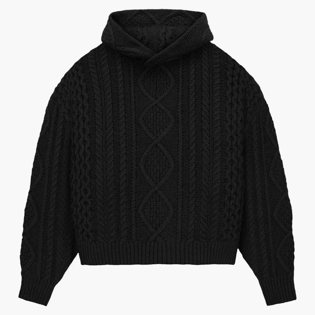 Fear Of God Essentials Cable Knit Hoodie Jet Black