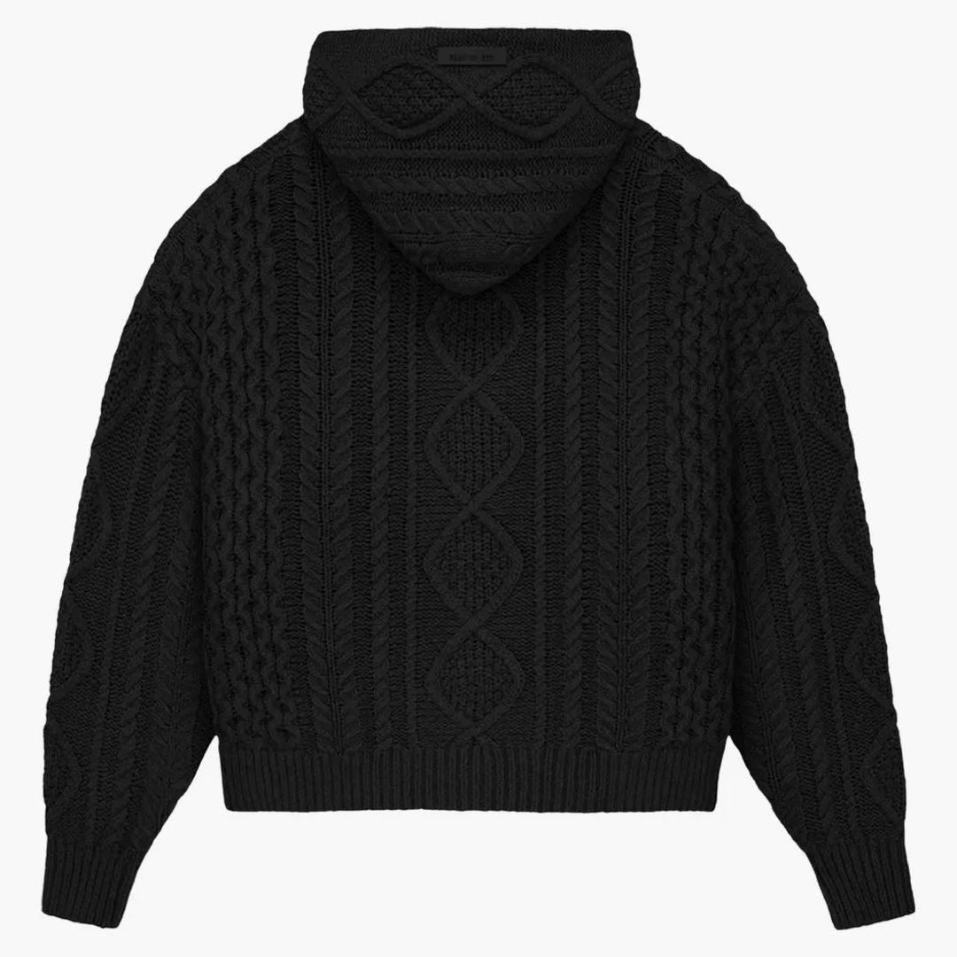Fear Of God Essentials Cable Knit Hoodie Jet Black