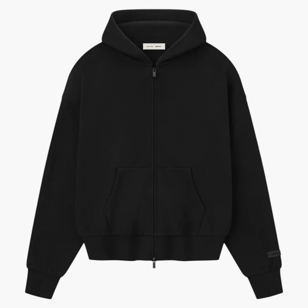 Fear Of God Essentials Classic Fleece Zip-up Hoodie Jet Black