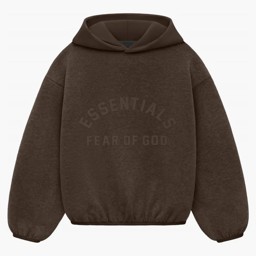 Fear Of God Essentials Core Collection Kids Nylon Fleece Hoodie Wood/heather Wood