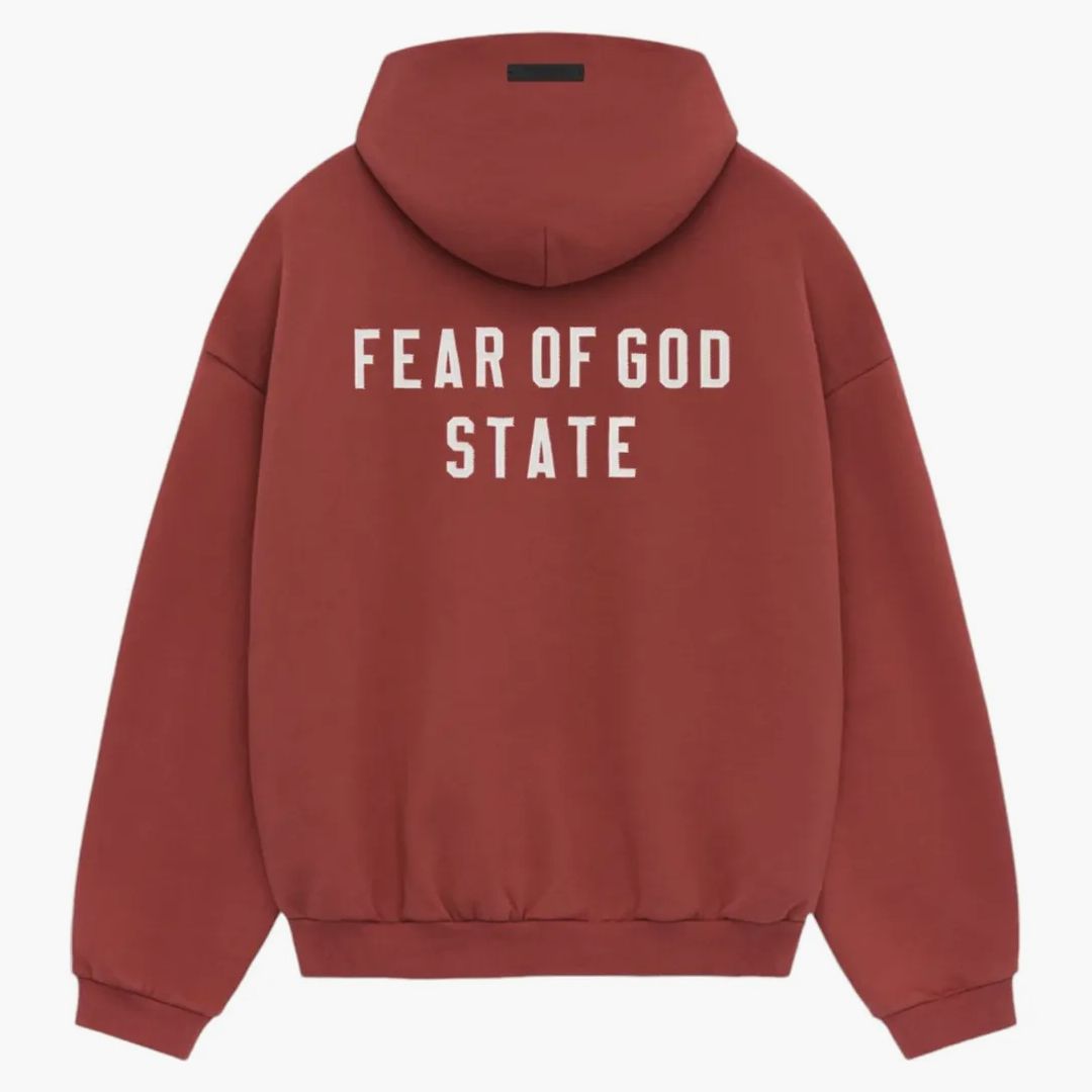 Fear Of God Essentials Heavy Fleece Fullzip Hoodie Crimson
