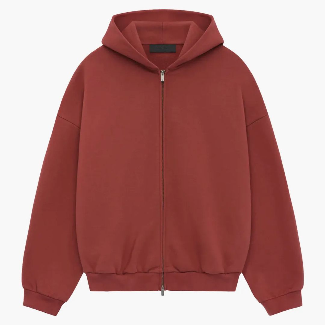Fear Of God Essentials Heavy Fleece Fullzip Hoodie Crimson