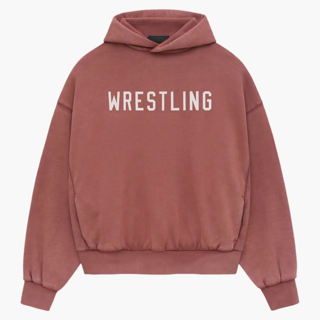 Fear Of God Essentials Heavy Fleece Vintage Shrunken Hoodie Crimson