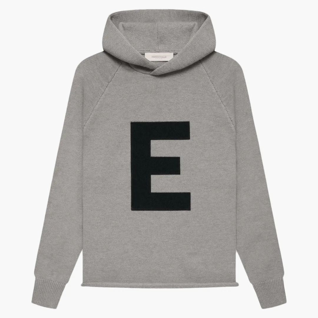 Fear Of God Essentials Kids Big E Knit Hoodie Dark Oatmeal