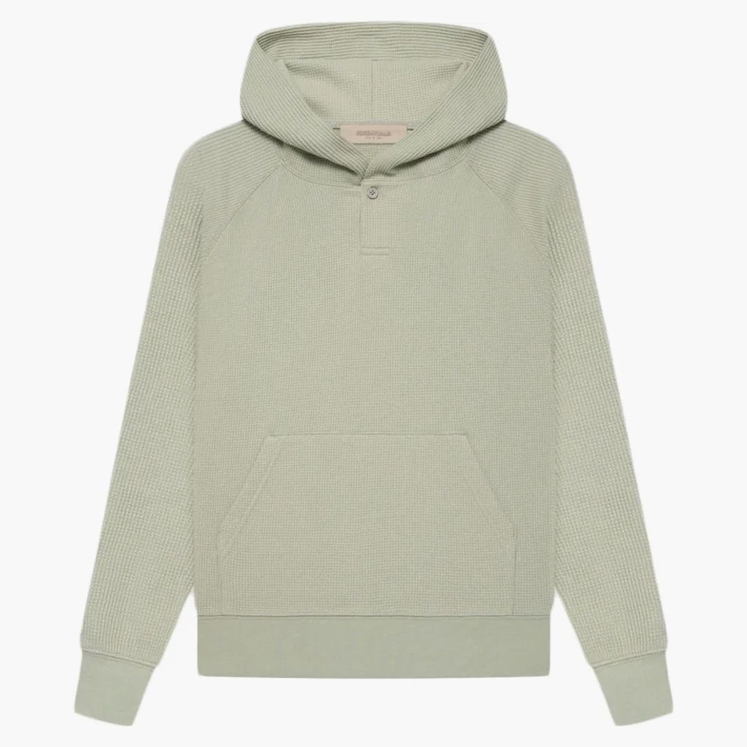 Fear Of God Essentials Kids Big E Waffle Henley Hoodie Seafoam