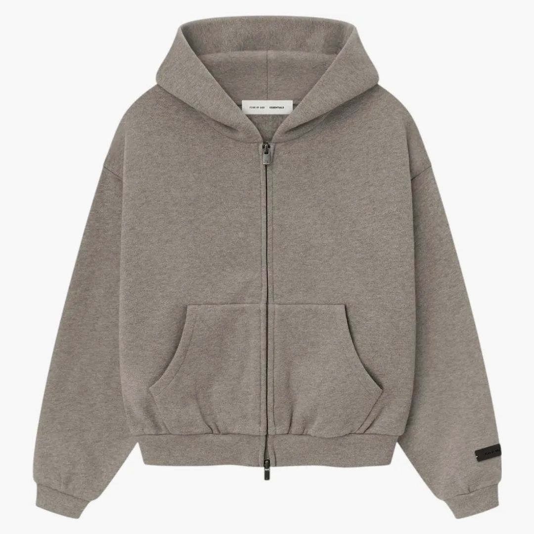 Fear Of God Essentials Kids Classic Fleece Zip-up Hoodie Homestead Heather
