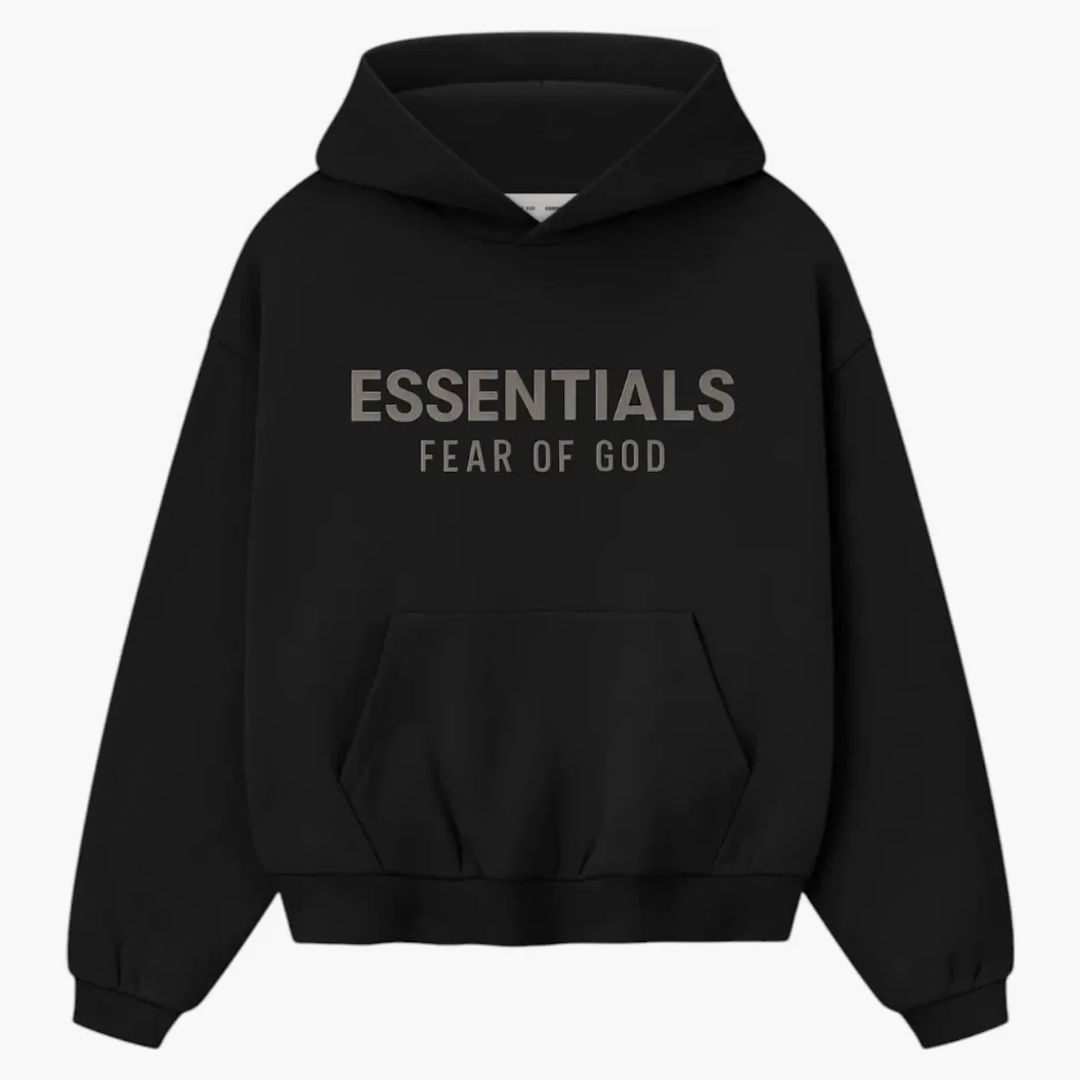 Fear Of God Essentials Kids Fleece Hoodie Jet Black