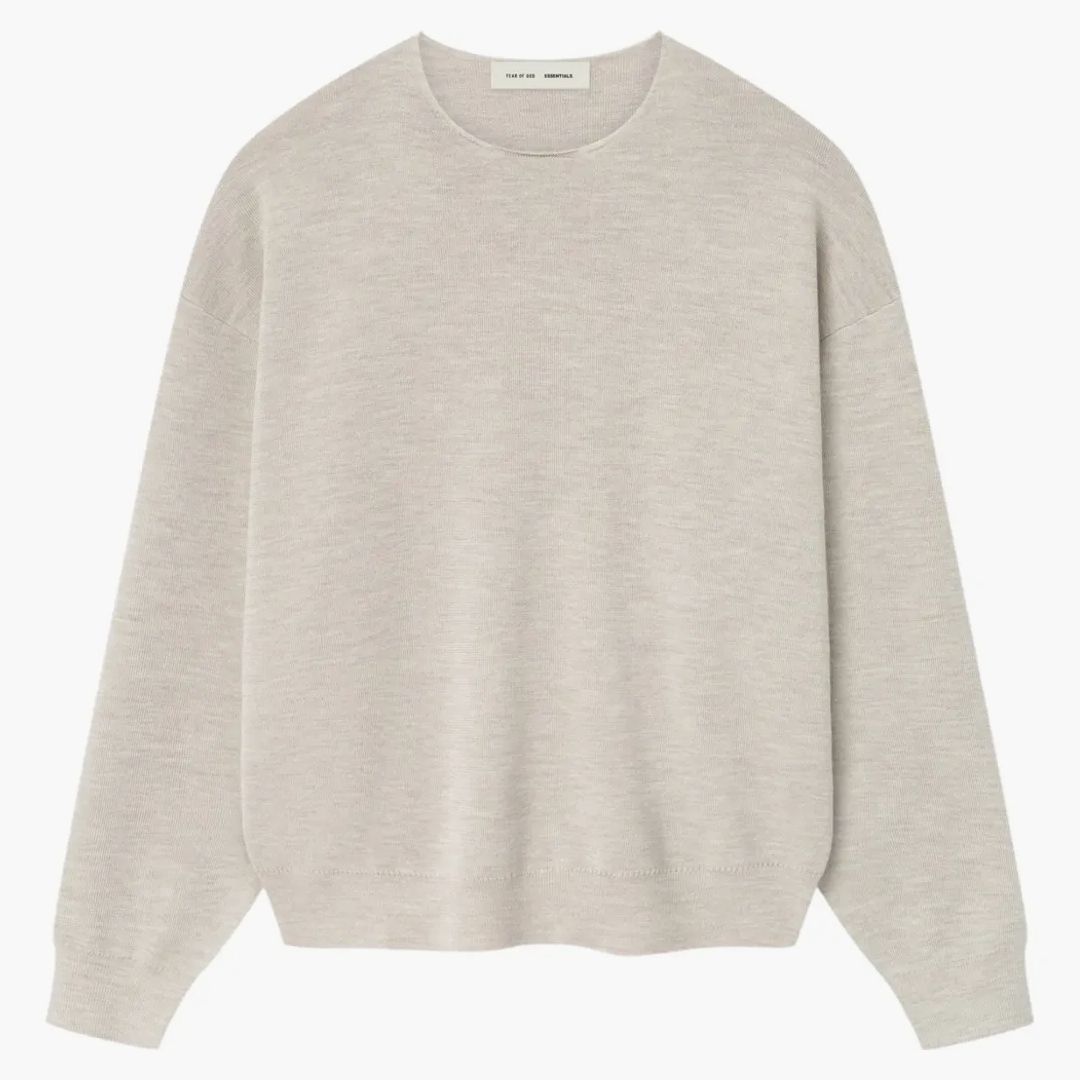 Fear Of God Essentials Merino Crewneck Sweater Heather Stone