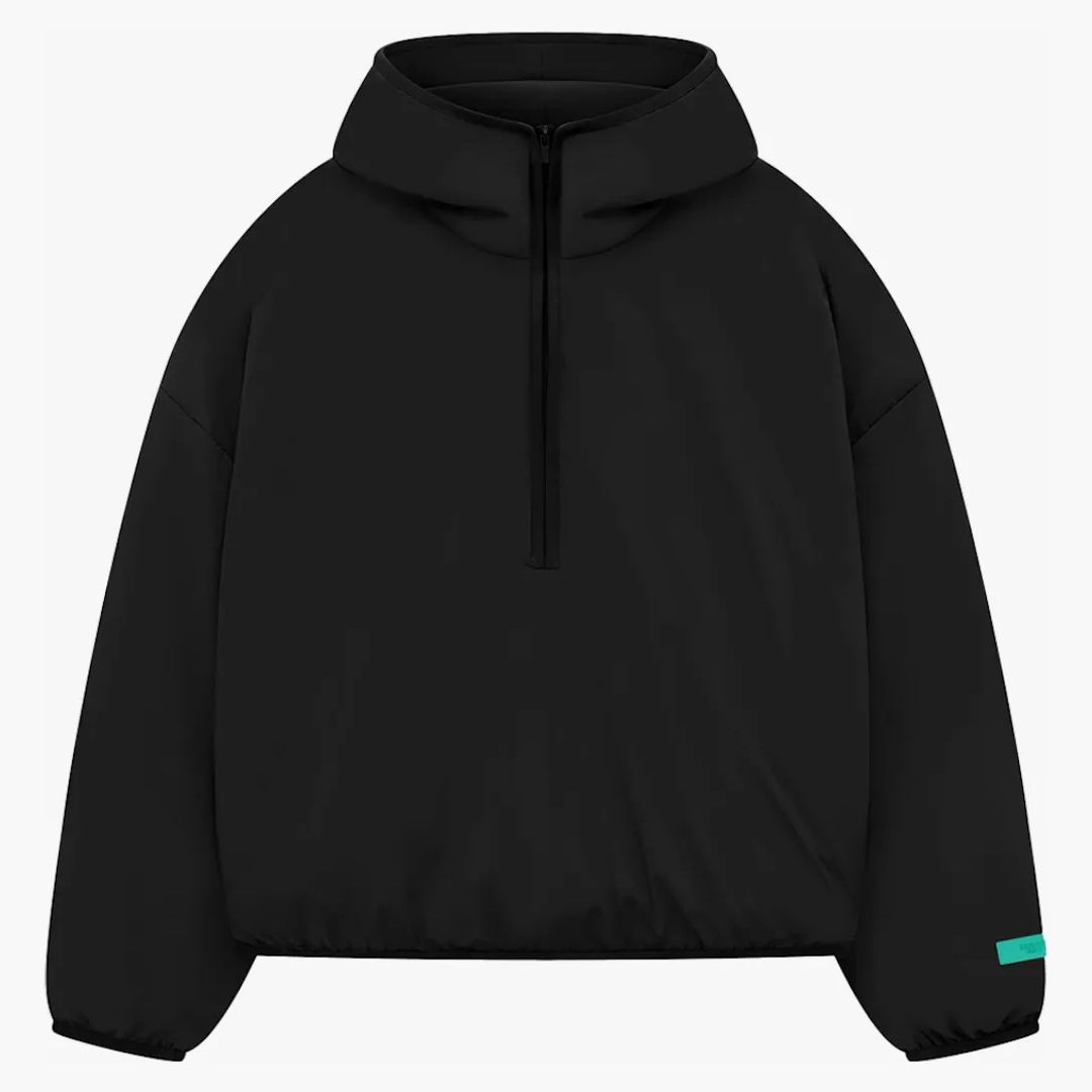 Fear Of God Essentials Nylon Filled Halfzip Hoodie Jet Black