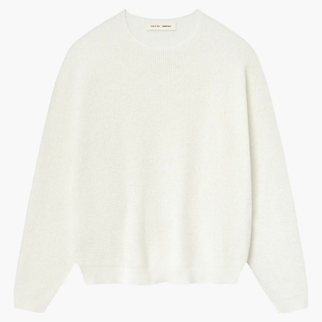 Fear Of God Essentials Waffle Crewneck Sweater Cloud White