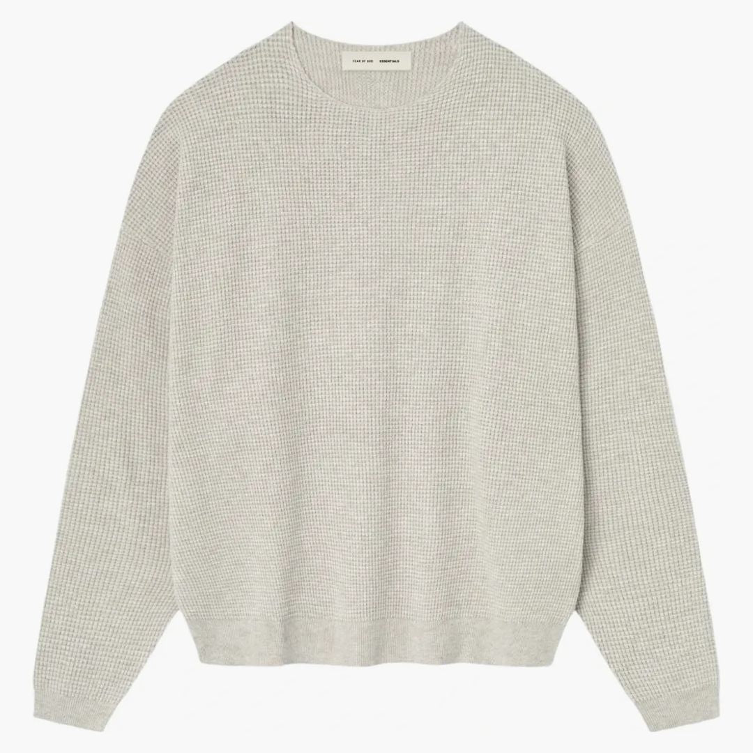 Fear Of God Essentials Waffle Crewneck Sweater Heather Stone