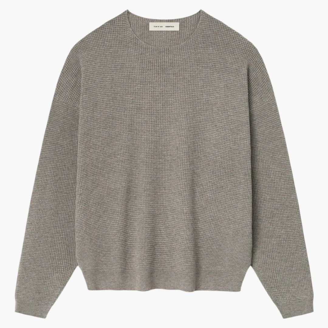 Fear Of God Essentials Waffle Crewneck Sweater Homestead Heather