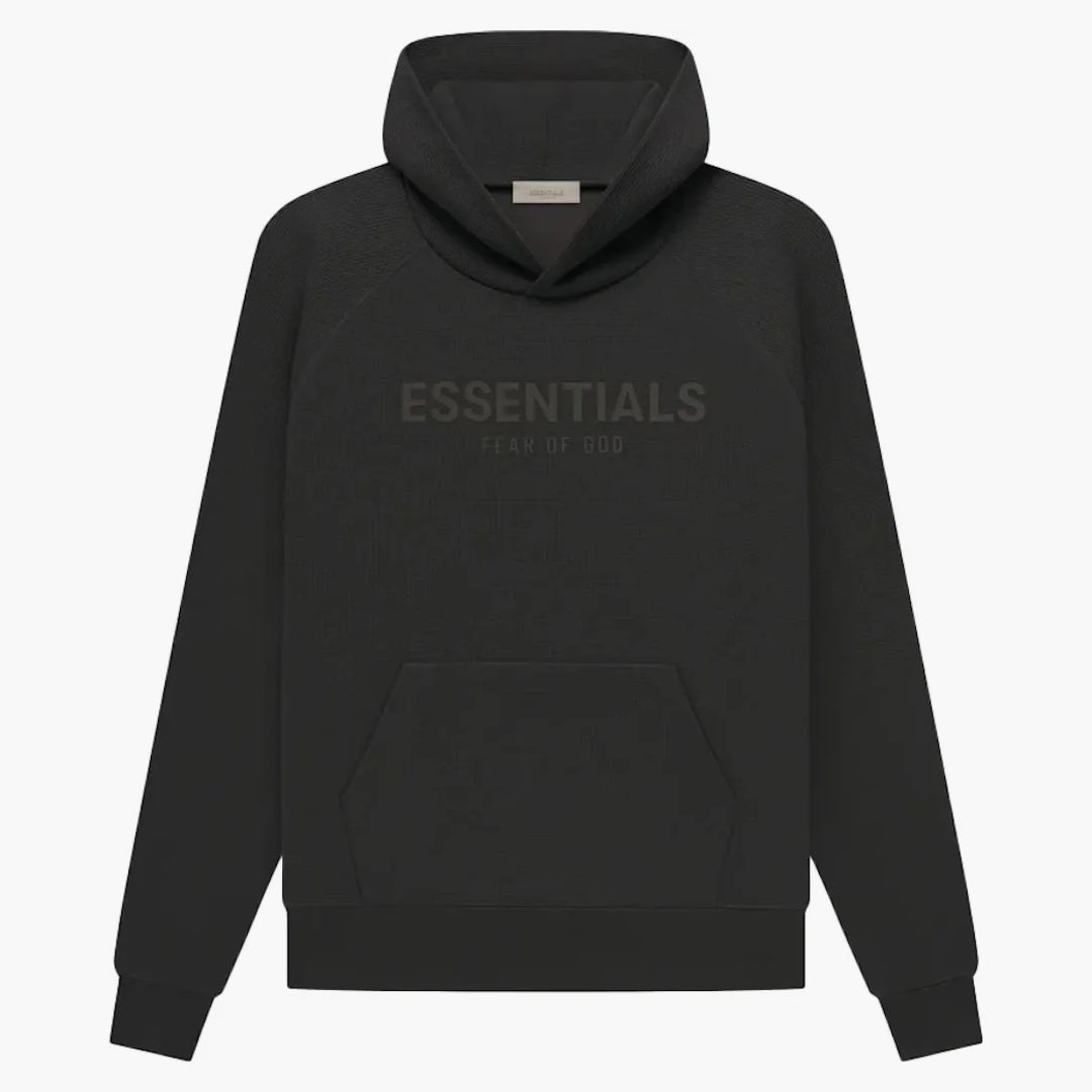 Fear Of God Essentials Waffle Raglan Hoodie Off Black