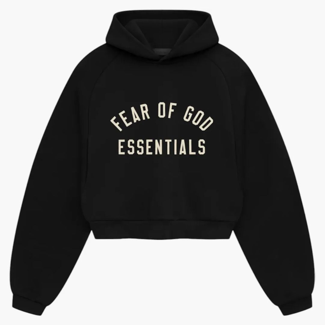 Fear Of God Essentials Women's Fleece Cropped Hoodie (fw24) Black