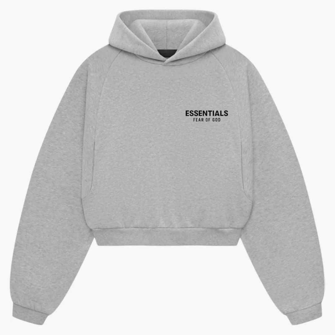 Fear Of God Essentials Women's Fleece Cropped Hoodie Light Heather Gray