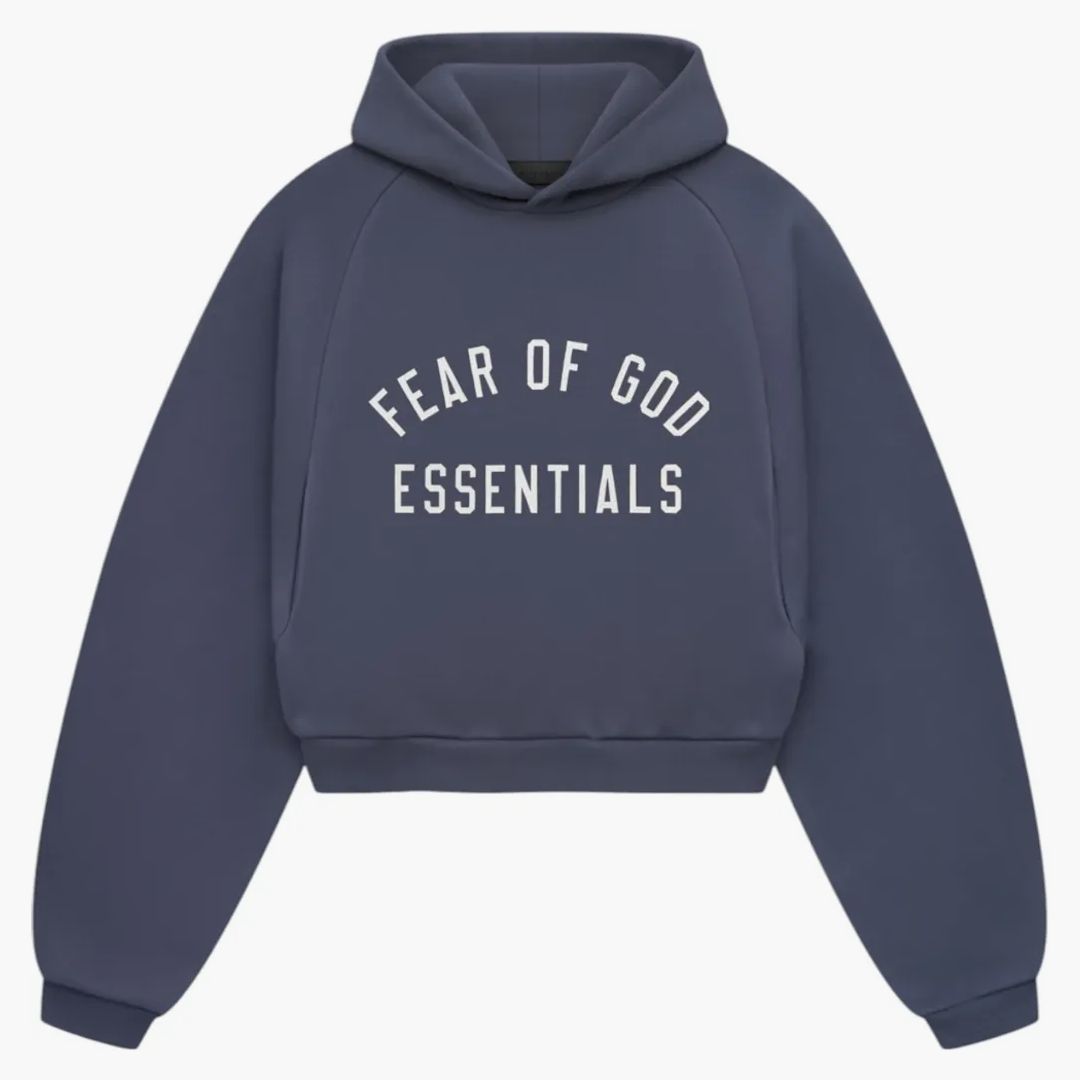Fear Of God Essentials Women's Fleece Cropped Hoodie Marine