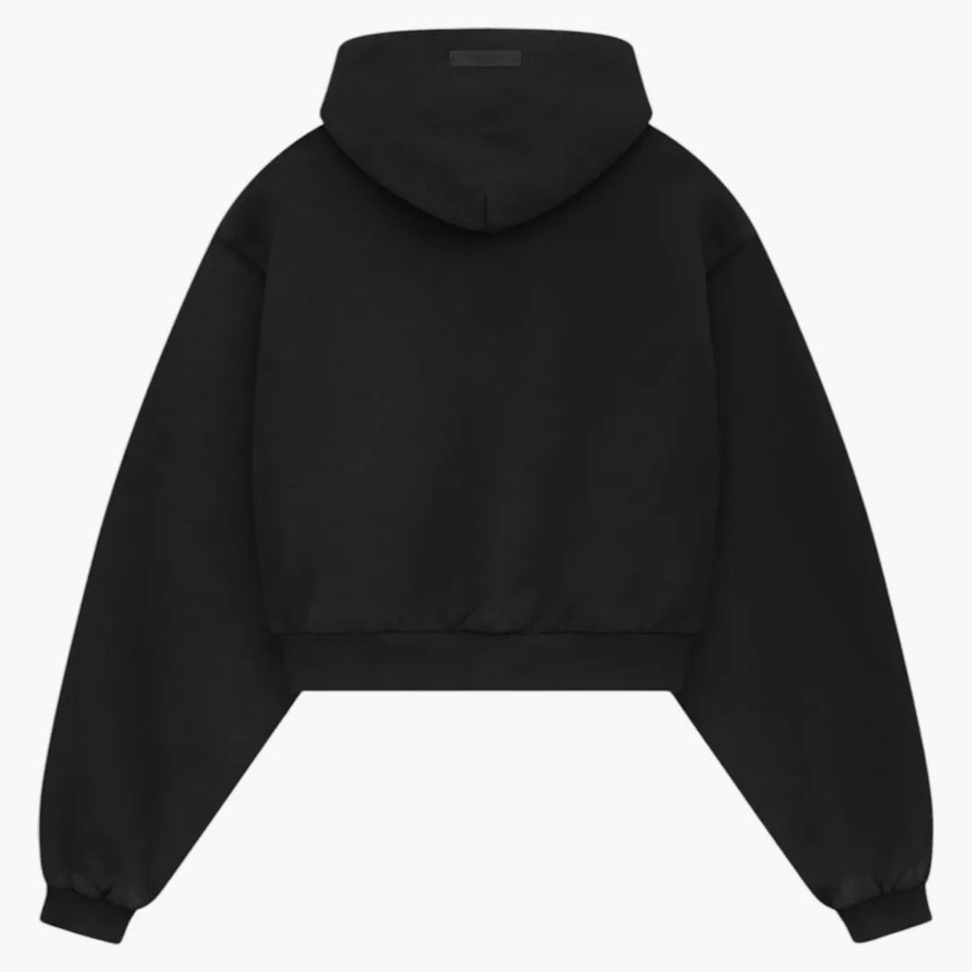 Fear Of God Essentials Women's Heavy Fleece Cropped V-neck Hoodie Black