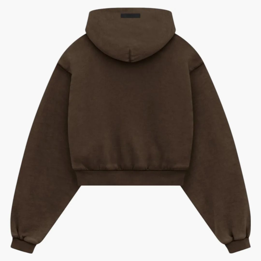 Fear Of God Essentials Women's Heavy Fleece Cropped V-neck Hoodie Brown