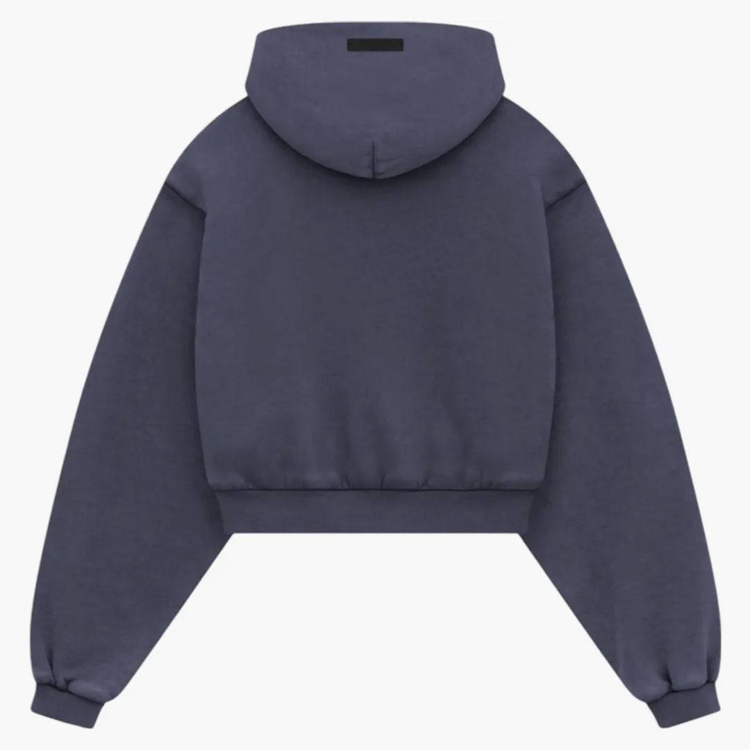 Fear Of God Essentials Women's Heavy Fleece Cropped V-neck Hoodie Marine
