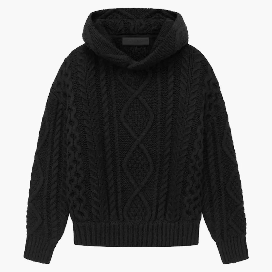 Fear Of God Essentials Kids Cable Knit Hoodie Black