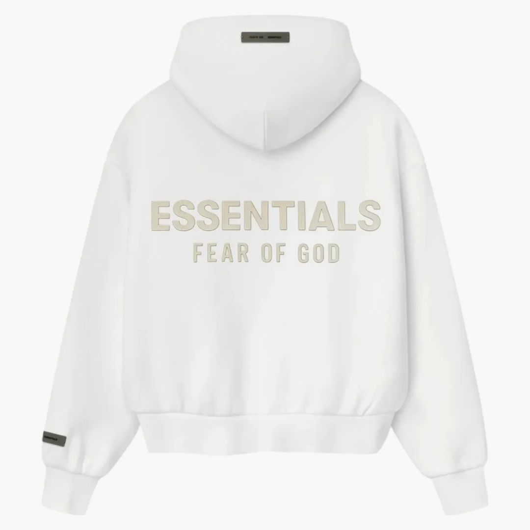 Fear Of God Womens Essentials Classic Zip-up Hoodie Cloud White