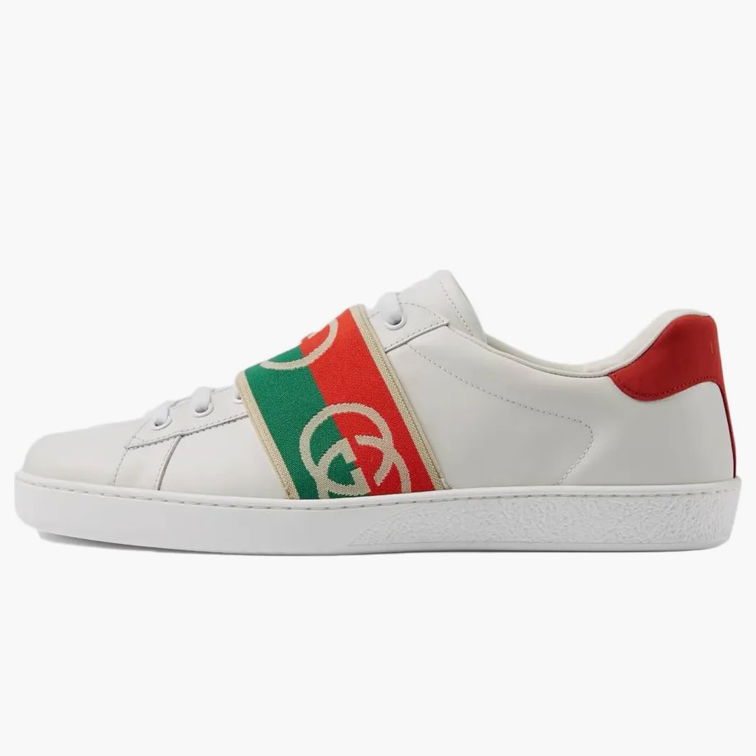 Gucci Ace Elastic Web Interlocking Gg White