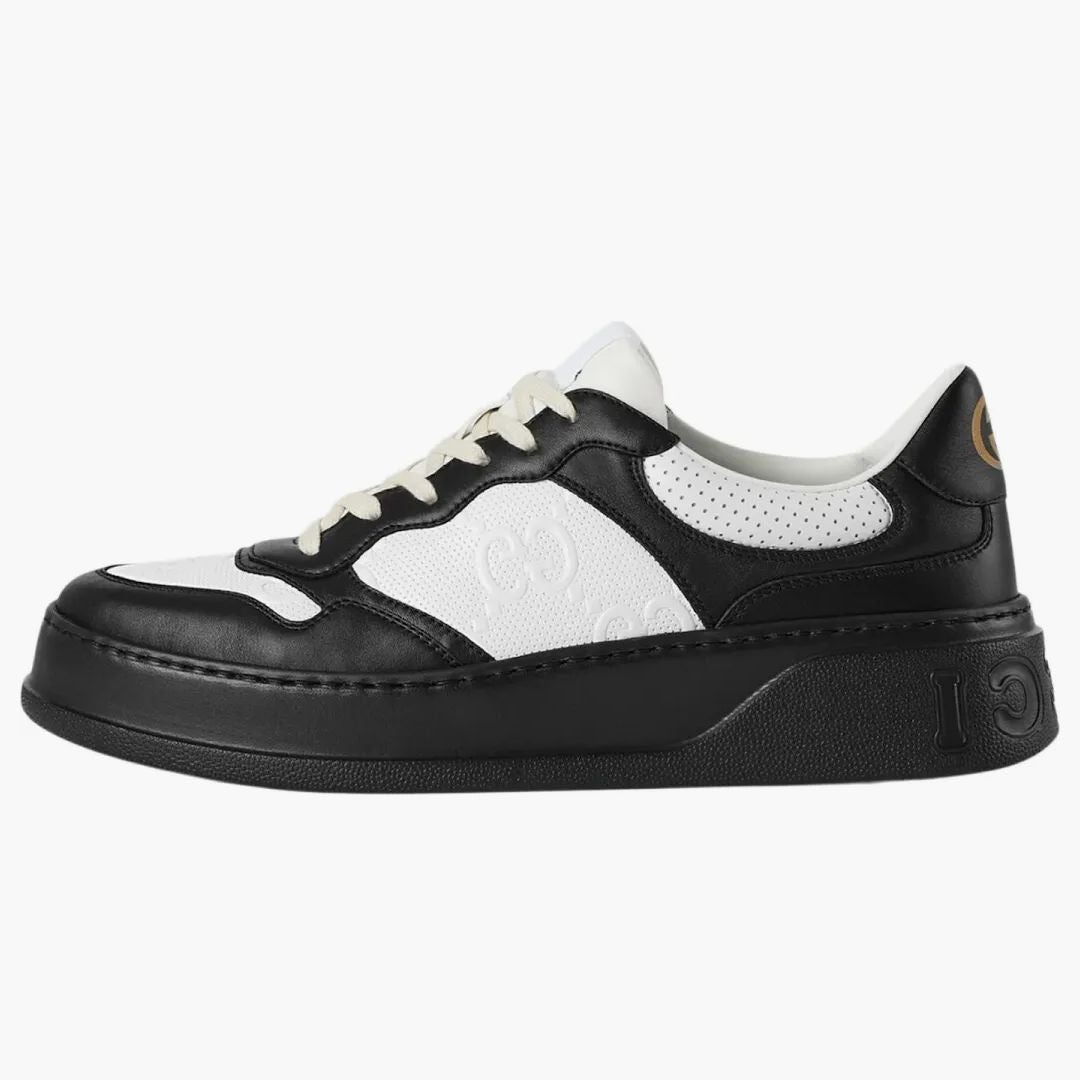 Gucci Gg Embossed White Black Leather
