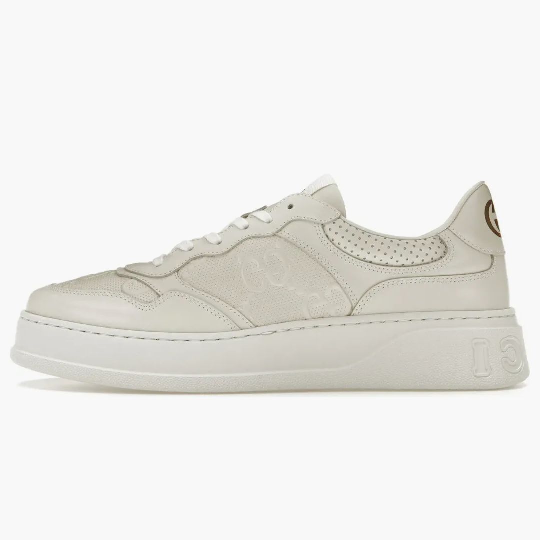 Gucci Gg Embossed White Leather