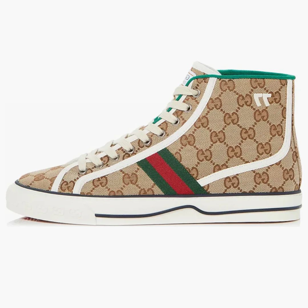 Gucci Tennis 1977 Canvas High Top Beige Gg Print