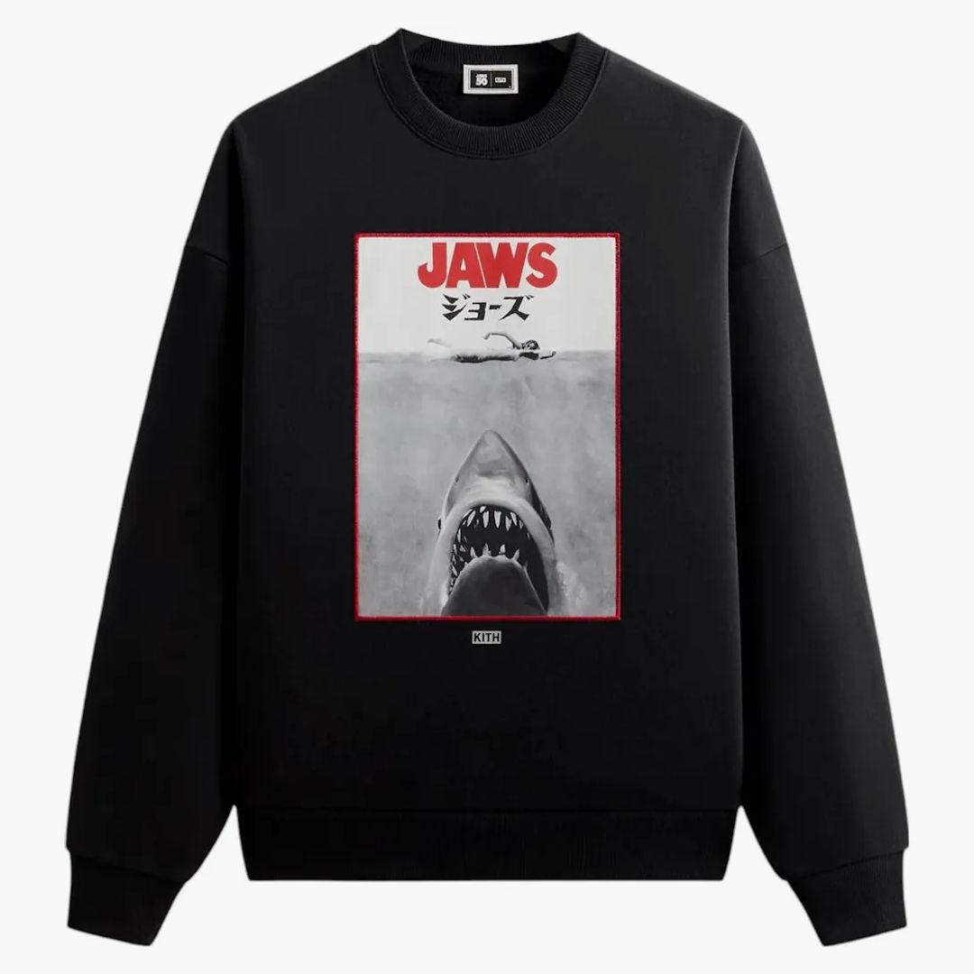 Kith X Jaws Japanese Poster Nelson Crewneck Black