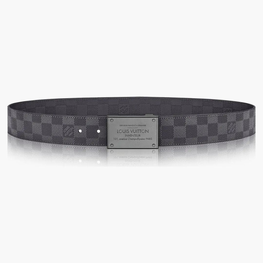 Louis Vuitton Belt Neo Inventeur Reversible Damier Graphite Ruthenium Buckle 40mm Black/grey