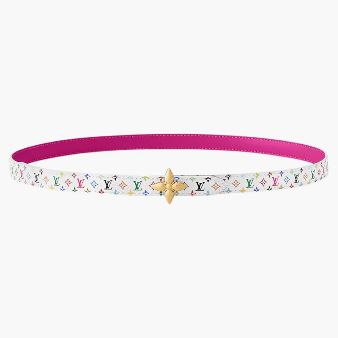 Louis Vuitton X Takashi Murakami Flowergram 15mm Reversible Belt White Multicolored