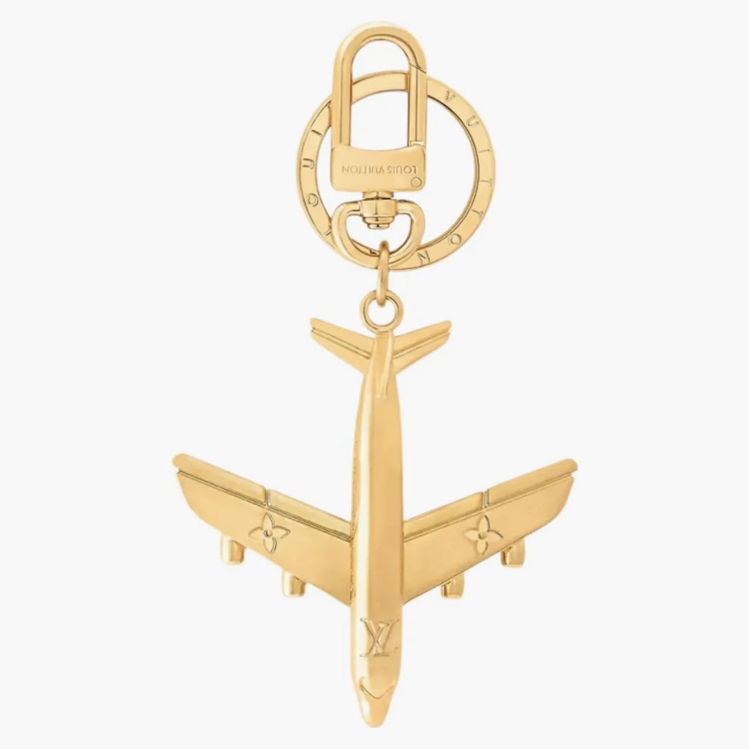 Louis Vuitton Lv Plane Key Holder And Bag Charm Gold-tone