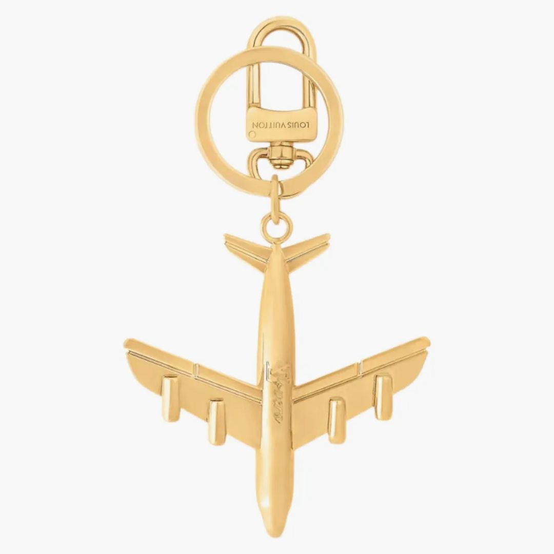 Louis Vuitton Lv Plane Key Holder And Bag Charm Gold-tone