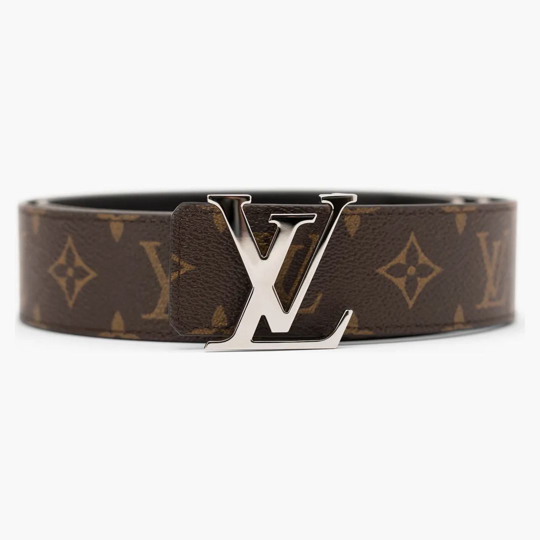 Louis Vuitton Lv Initiales Silver Buckle Belt Monogram 40mm Brown/black