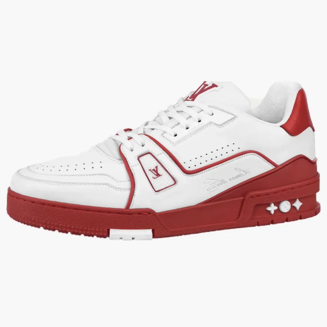 Louis Vuitton Trainer White Red Signature