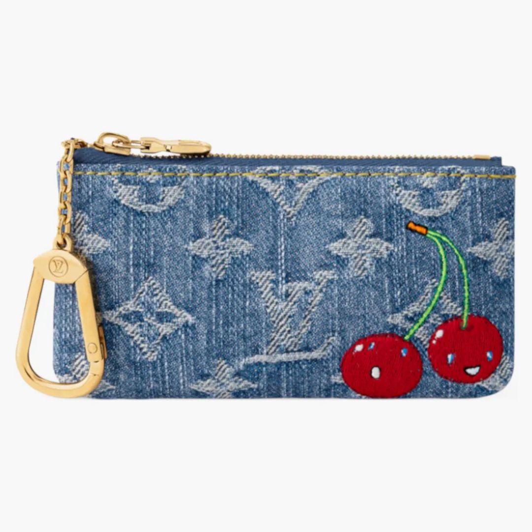 Louis Vuitton X Takashi Murakami Cherry Key Pouch Denim Monogram