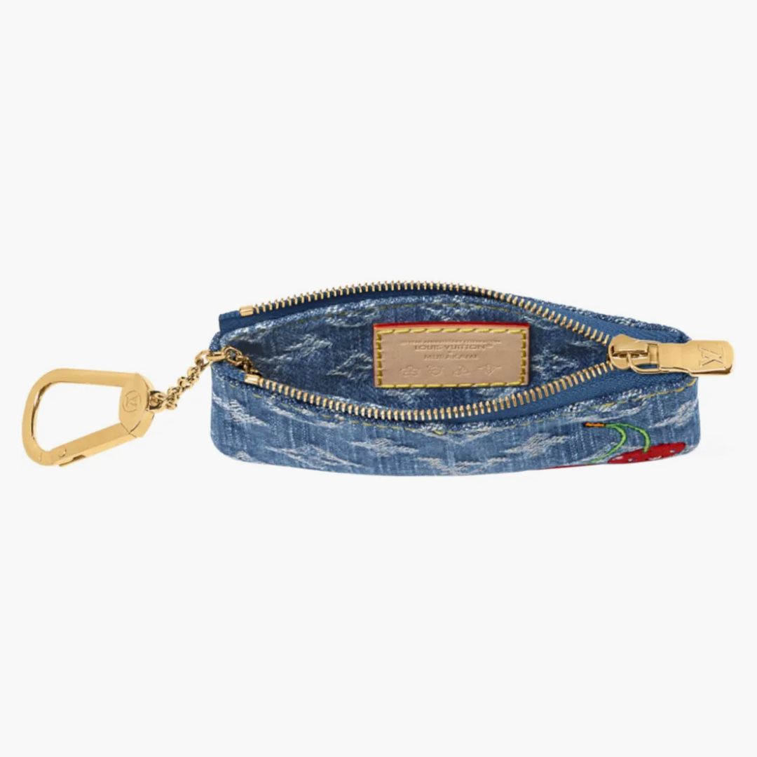Louis Vuitton X Takashi Murakami Cherry Key Pouch Denim Monogram