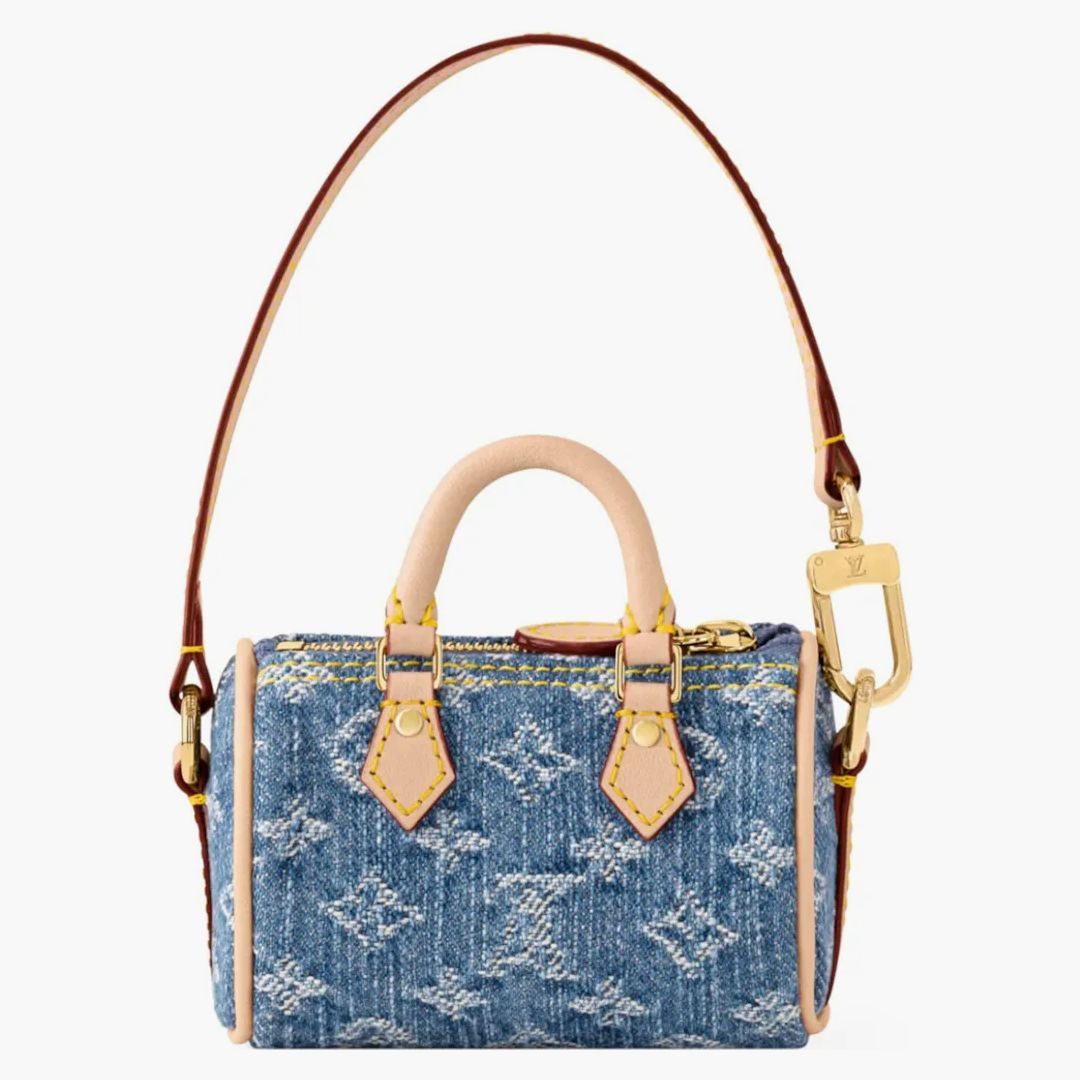 Louis Vuitton X Takashi Murakami Cherry Micro Speedy Denim Cerise Bag Charm Denim Monogram