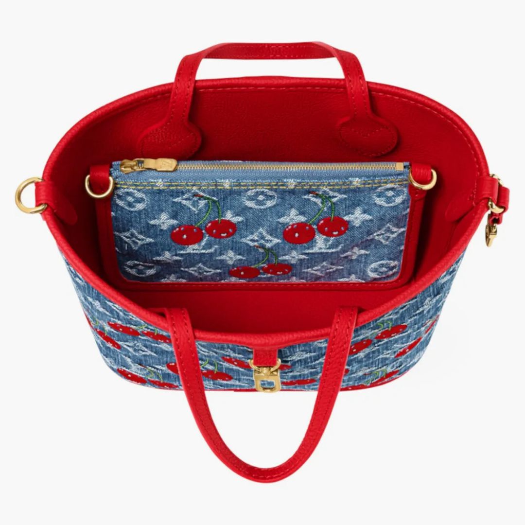 Louis Vuitton X Takashi Murakami Cherry Neverfull Inside Out Bb Denim Monogram