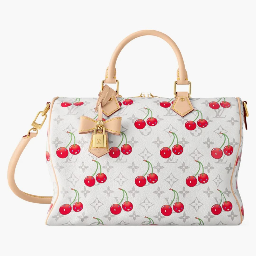 Louis Vuitton X Takashi Murakami Cherry Speedy Soft Bandouliere 30 White Monogram